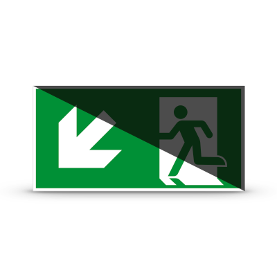 ISO 7010 "Exit Left DOWN"