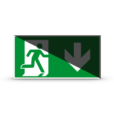 ISO 7010 "Exit DOWN"