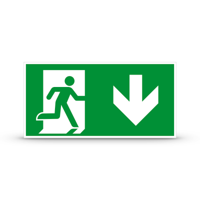 ISO 7010 "Exit DOWN"