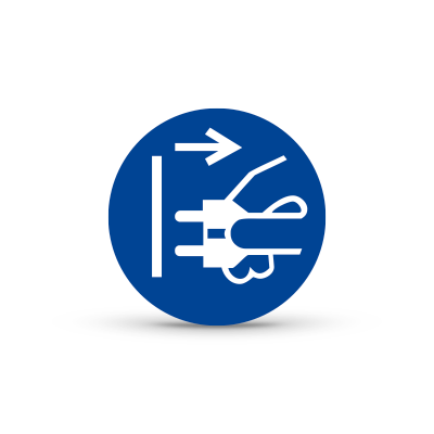 M006 "Disconnect mains plug from electrical outlet"