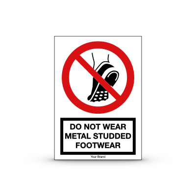 R-P035 "Do Not Wear Metal Studded Footwear"